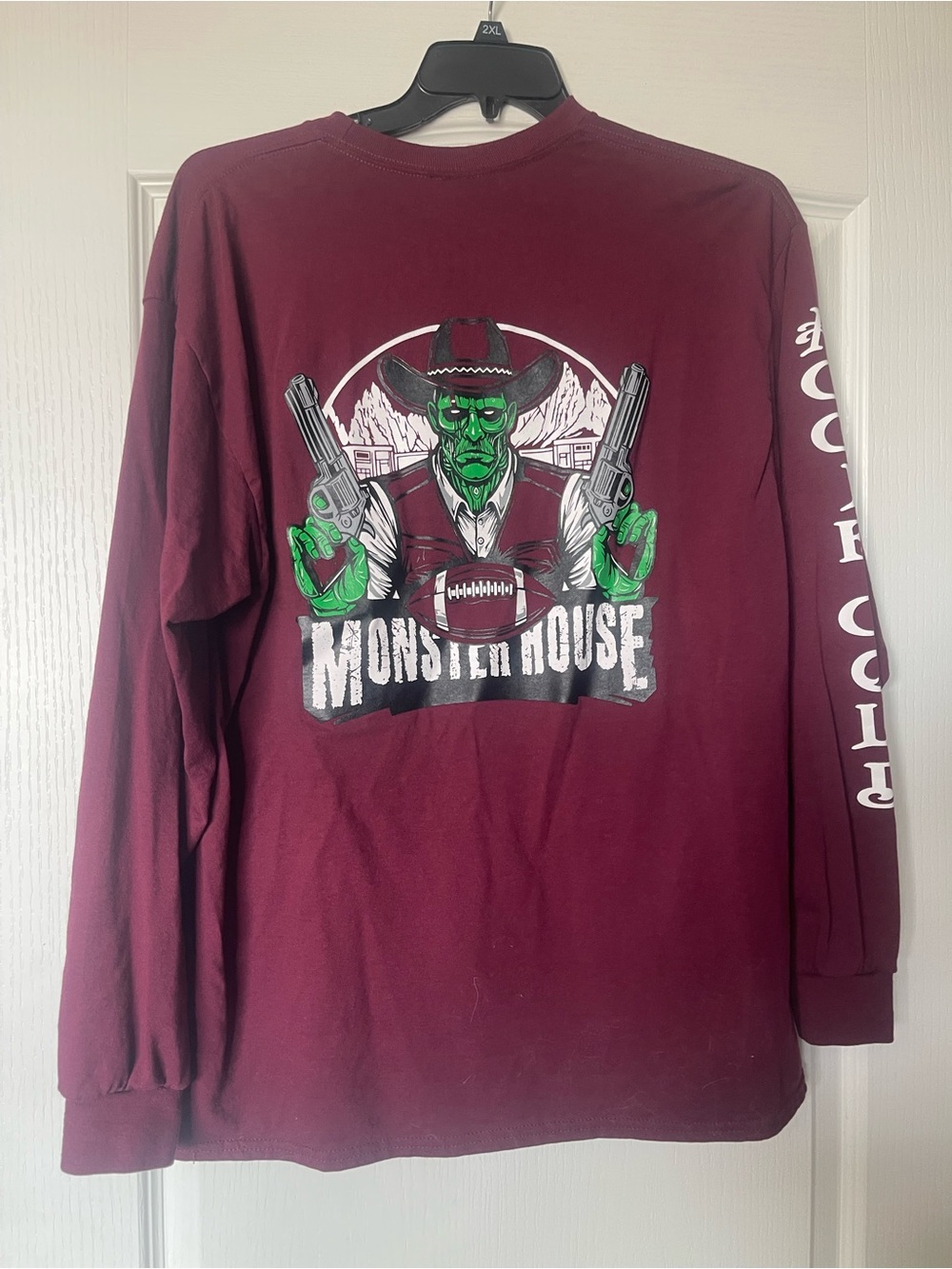 Always Maroon Long Sleeve Graphic Tee with Green Monster Print